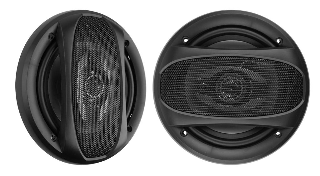 Coaxial car speaker showing tweeter mounted in the center of the woofer