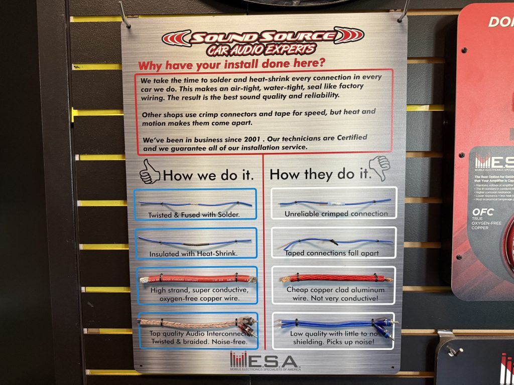 Professional car audio installation performed by Sound Source