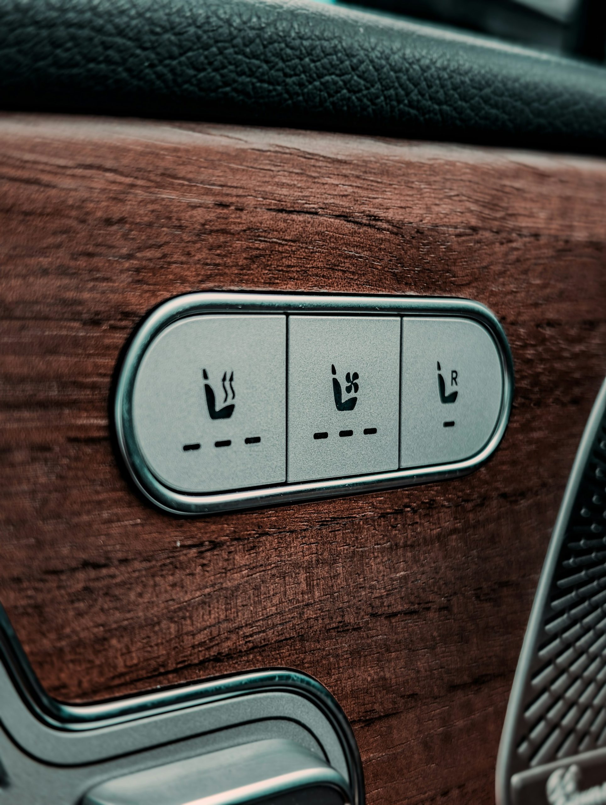 Heated seat control buttons inside a vehicle