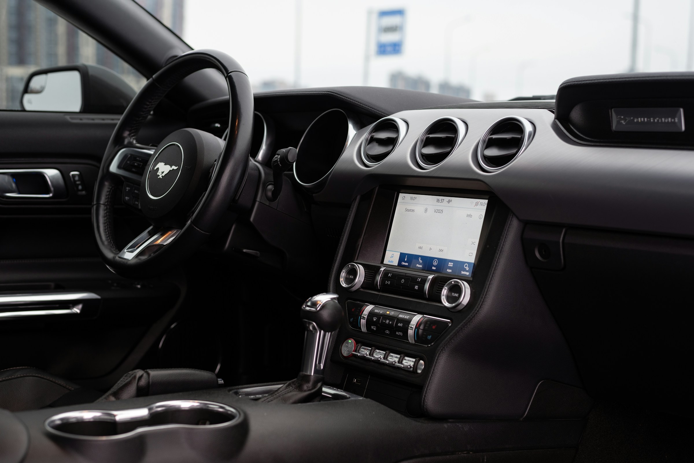 Modern vehicle interior equipped with heated seat controls